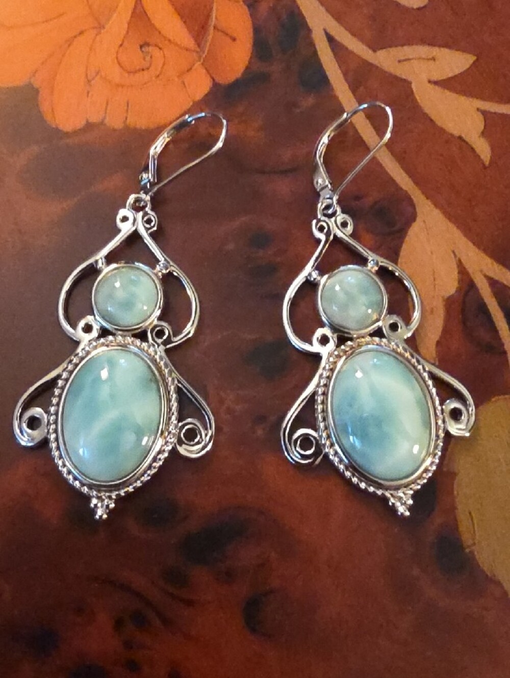 JTV Larimar Sterling Silver Dangle Earrings